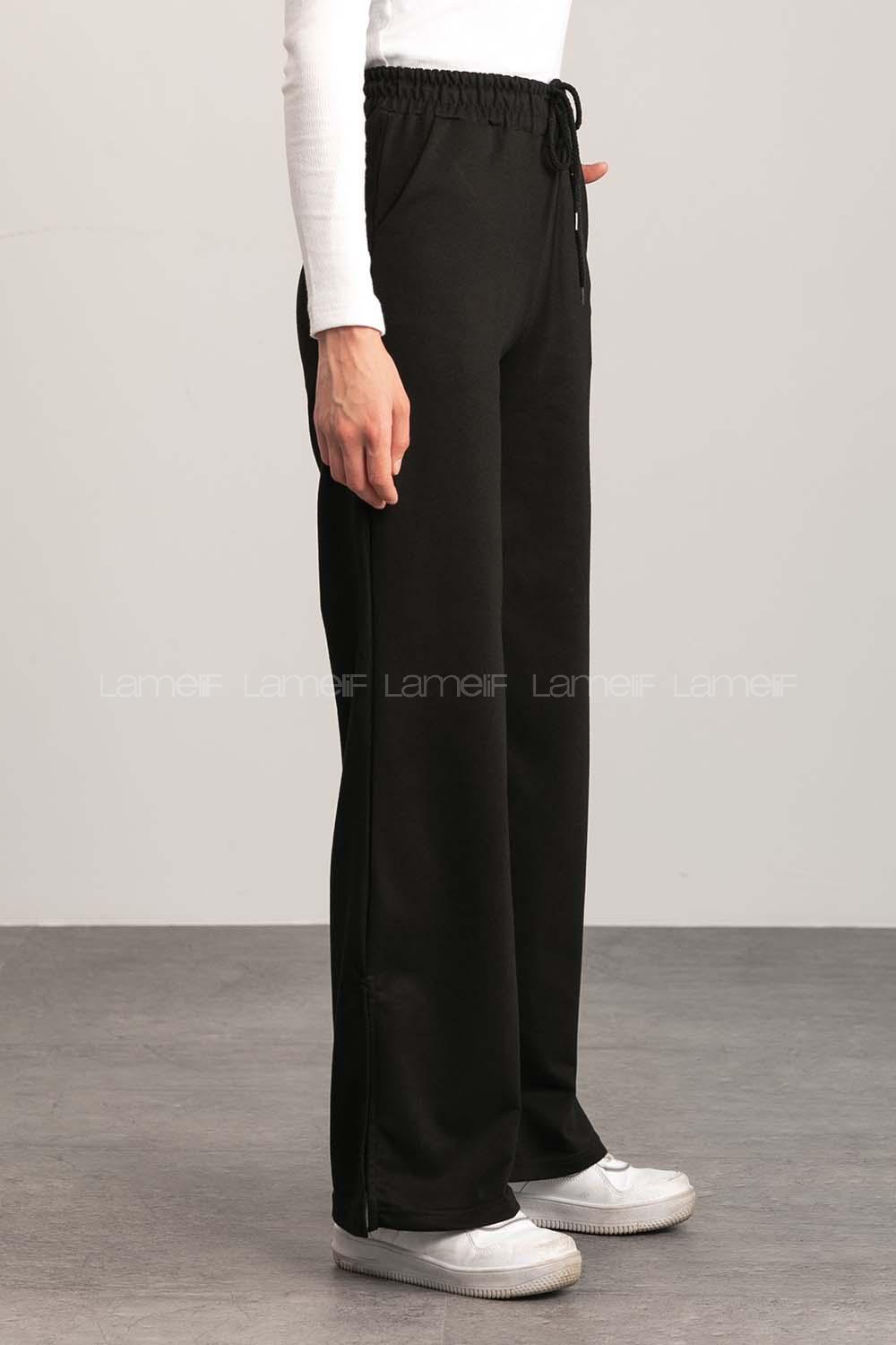 Black Regular Trousers High Waist Regular Cut Bottom Tracksuit