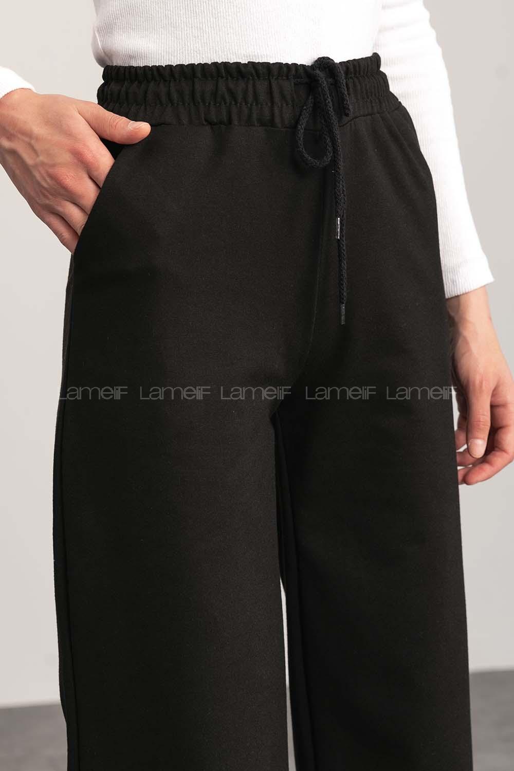 Black Regular Trousers High Waist Regular Cut Bottom Tracksuit
