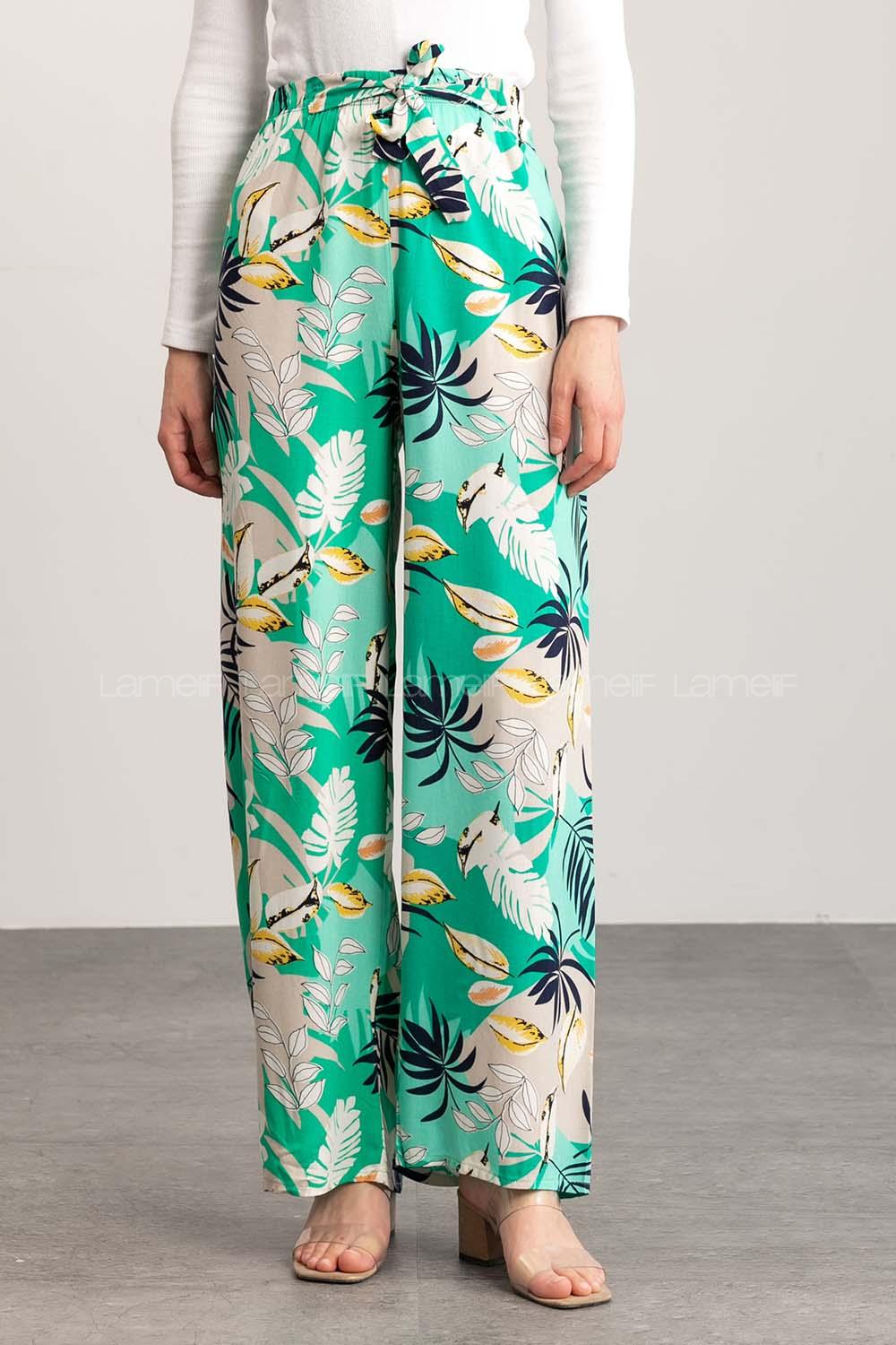 Green Cotton High Waist Comfortable Pants