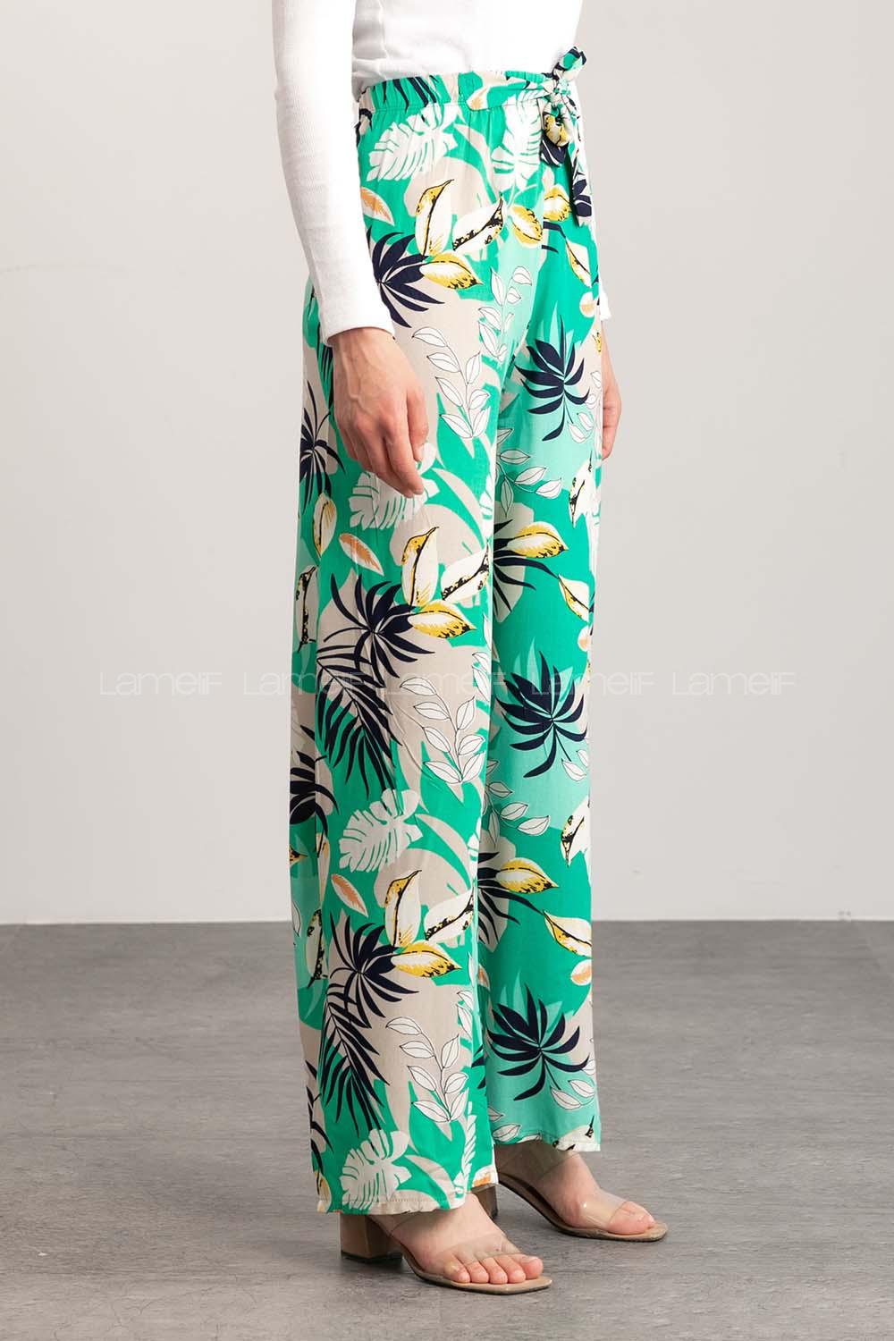 Green Cotton High Waist Comfortable Pants