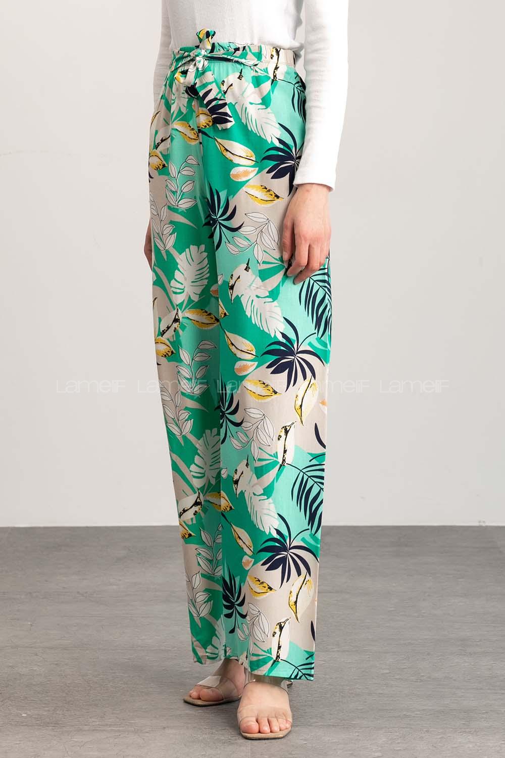 Green Cotton High Waist Comfortable Pants
