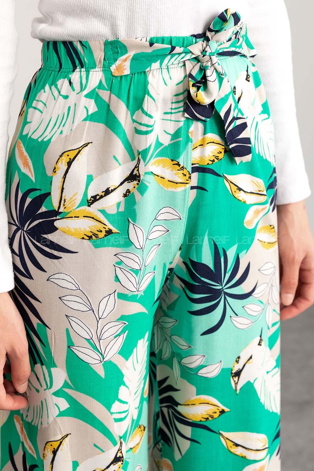 Green Cotton High Waist Comfortable Pants