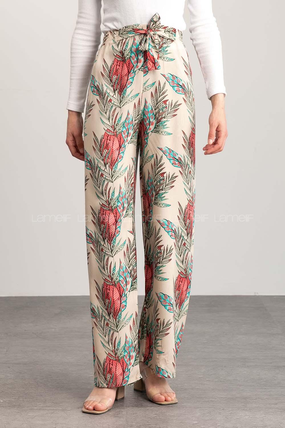 Beige Cotton High Waist Comfortable Pants