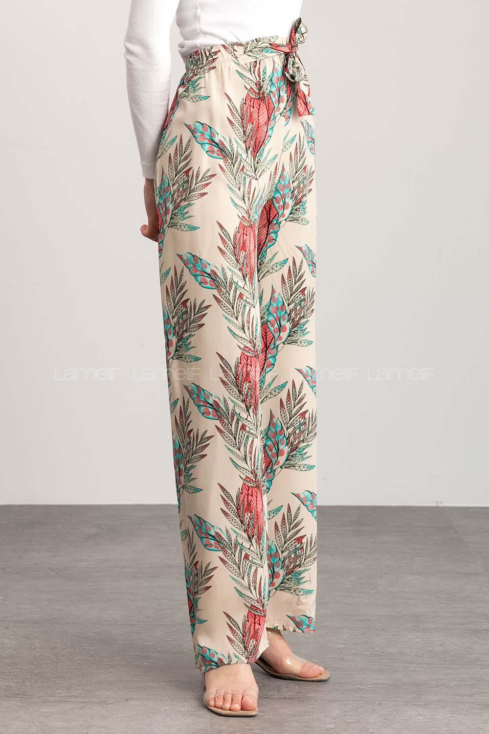 Beige Cotton High Waist Comfortable Pants