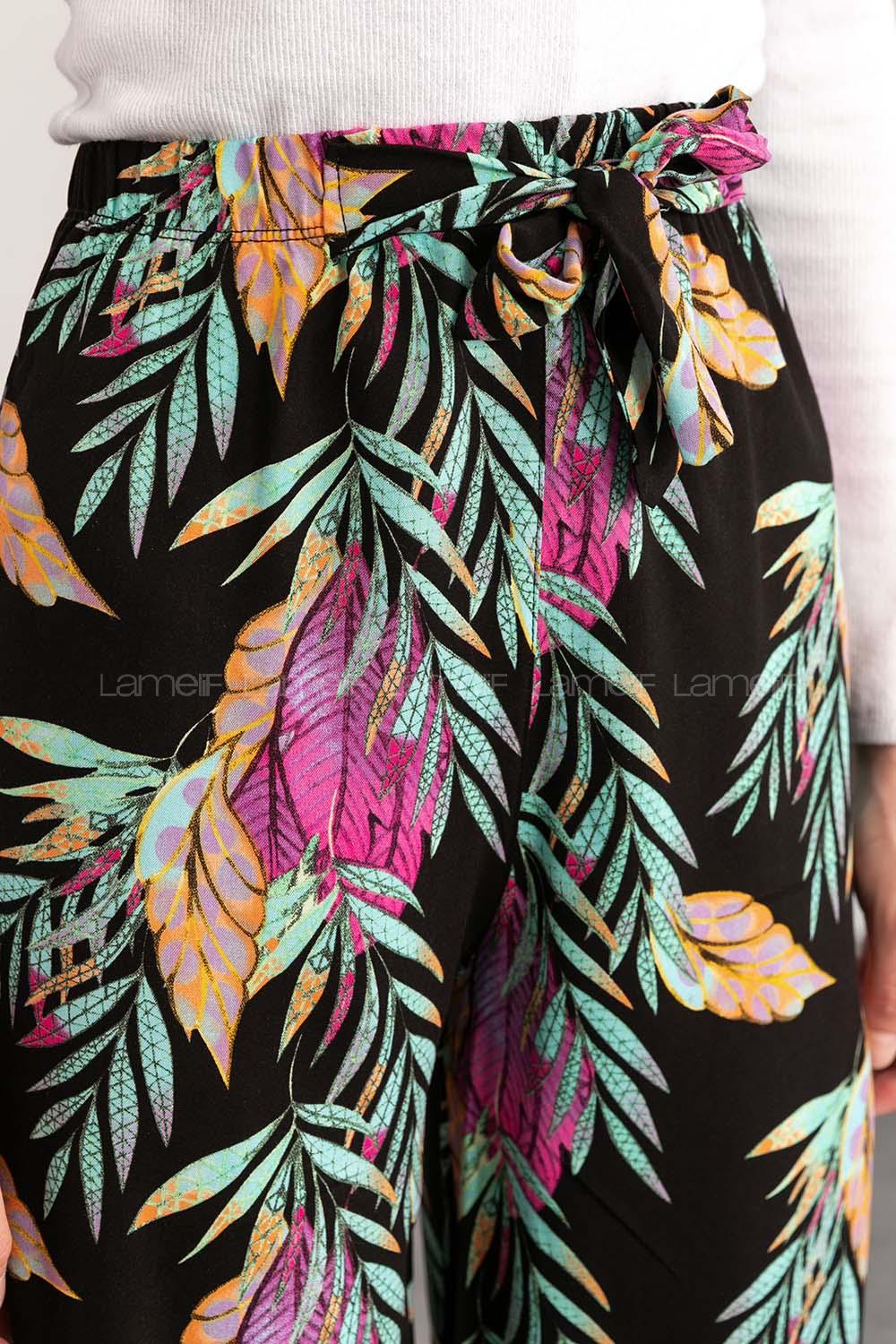 Black Blue Cotton High Waist Comfortable Pants