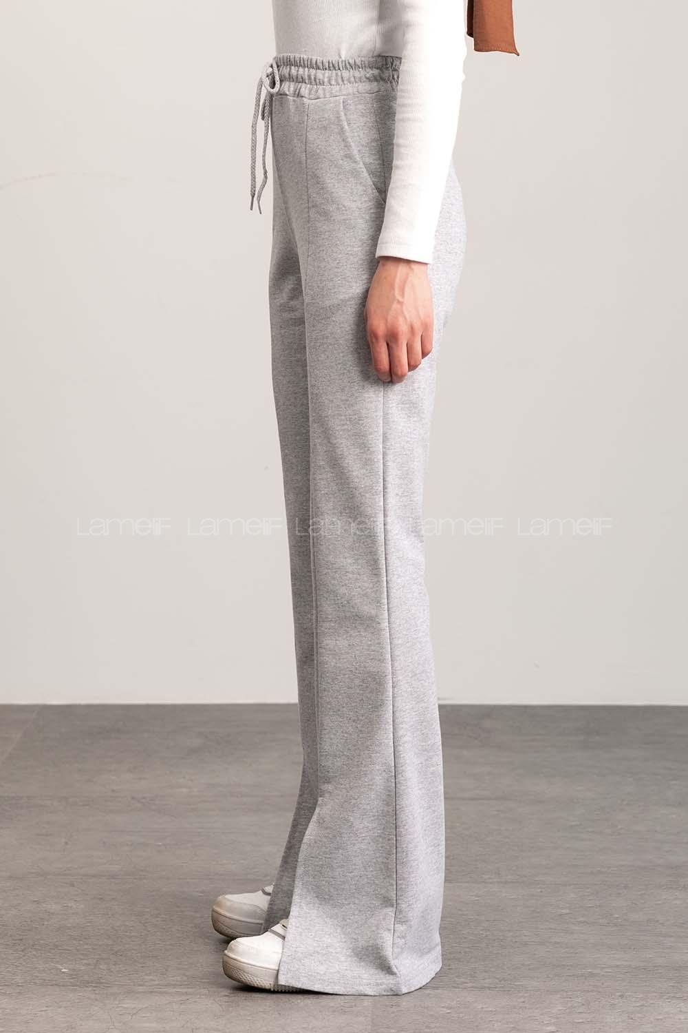 Gray Regular Trousers High Waist Regular Cut Bottom Tracksuit