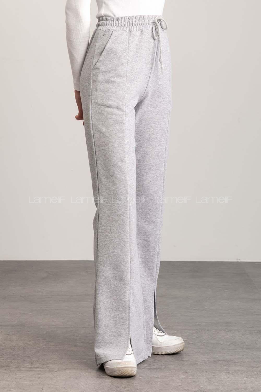 Gray Regular Trousers High Waist Regular Cut Bottom Tracksuit