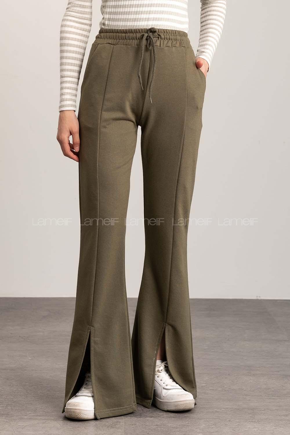 Khaki Regular Trousers High Waist Regular Cut Bottom Tracksuit