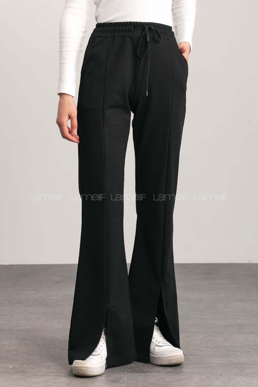 Black Regular Trousers High Waist Regular Cut Bottom Tracksuit
