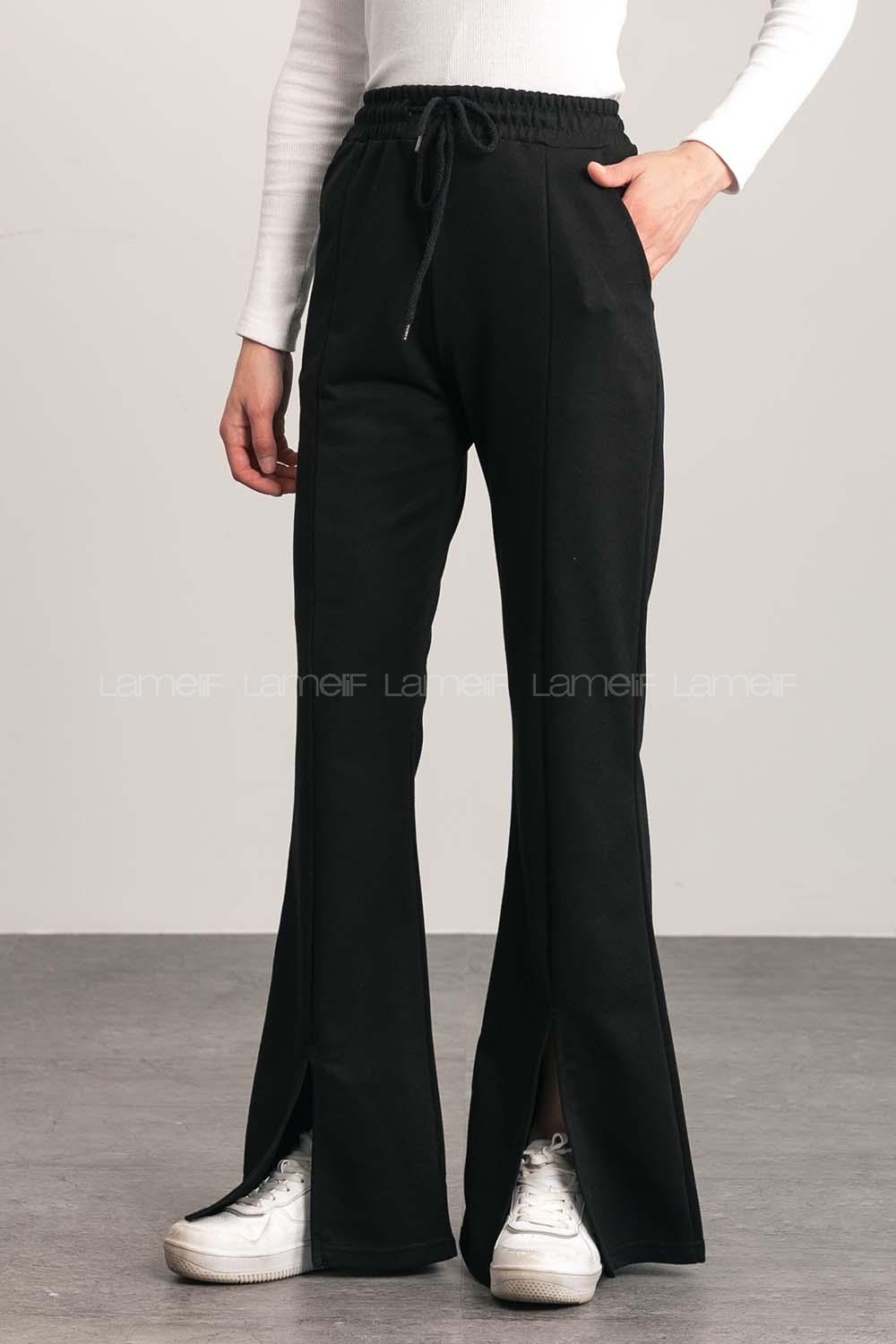 Black Regular Trousers High Waist Regular Cut Bottom Tracksuit