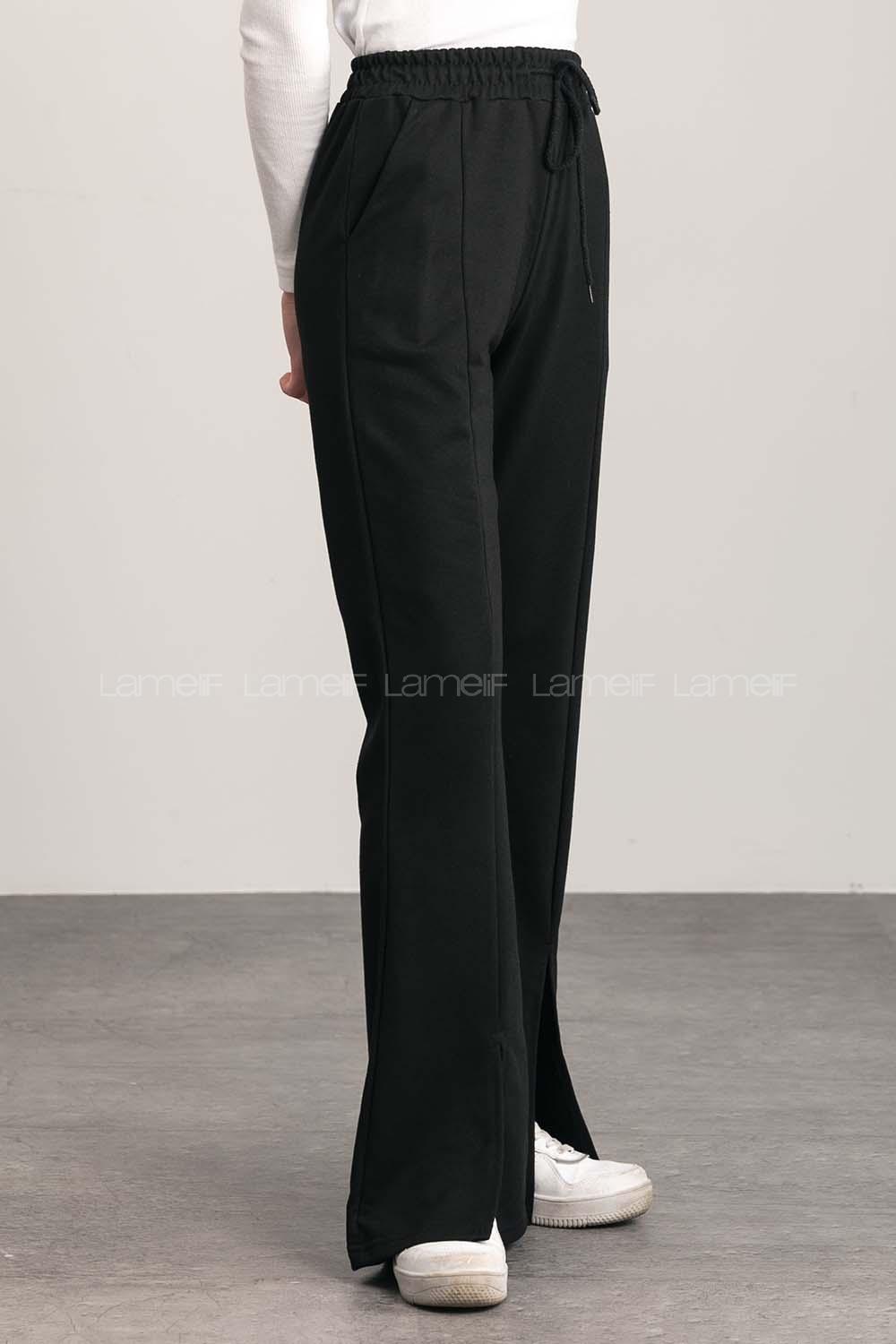 Black Regular Trousers High Waist Regular Cut Bottom Tracksuit
