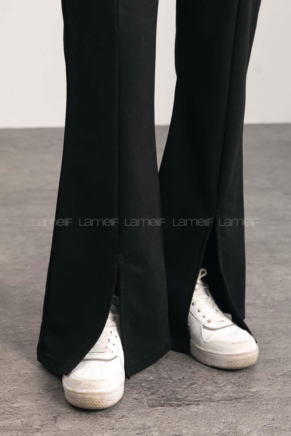 Black Regular Trousers High Waist Regular Cut Bottom Tracksuit