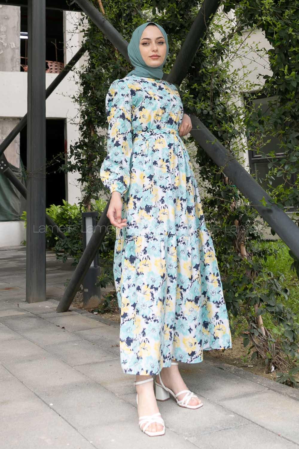 Yellow Crew Neck Poplin Fabric Unprinted Dresess