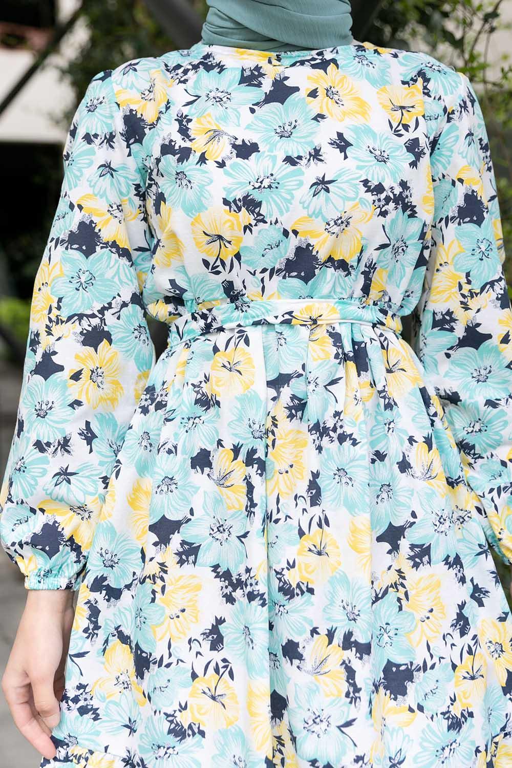 Yellow Crew Neck Poplin Fabric Unprinted Dresess