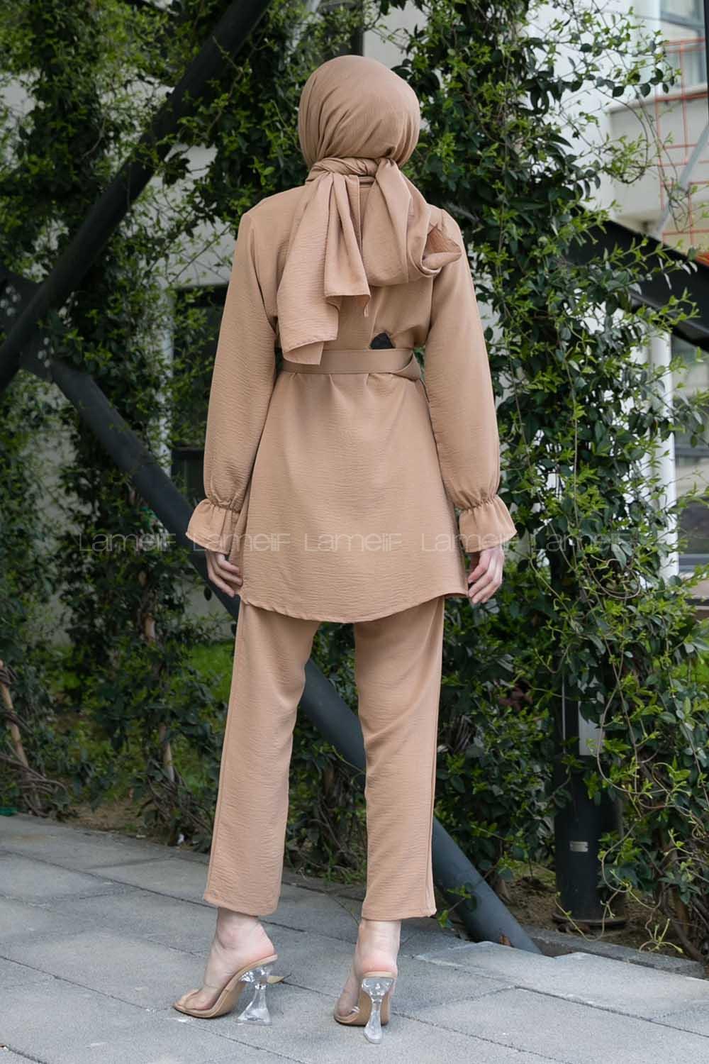 Brown With Milk Mandarin Collar Long Arm Ayrobin Regular Trousers Comfortable Suit