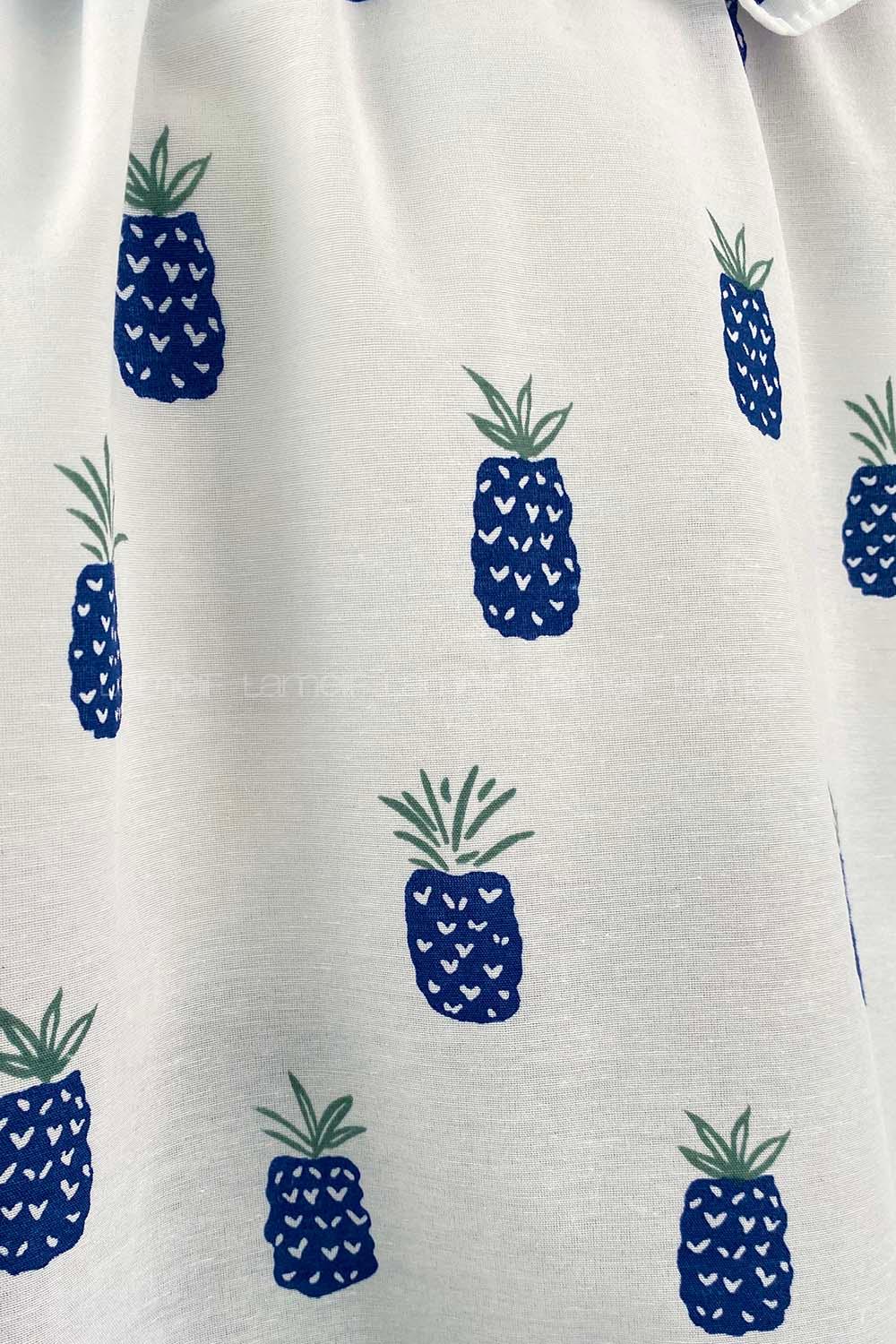 Navy Blue Mandarin Collar Cotton Printed Tunic