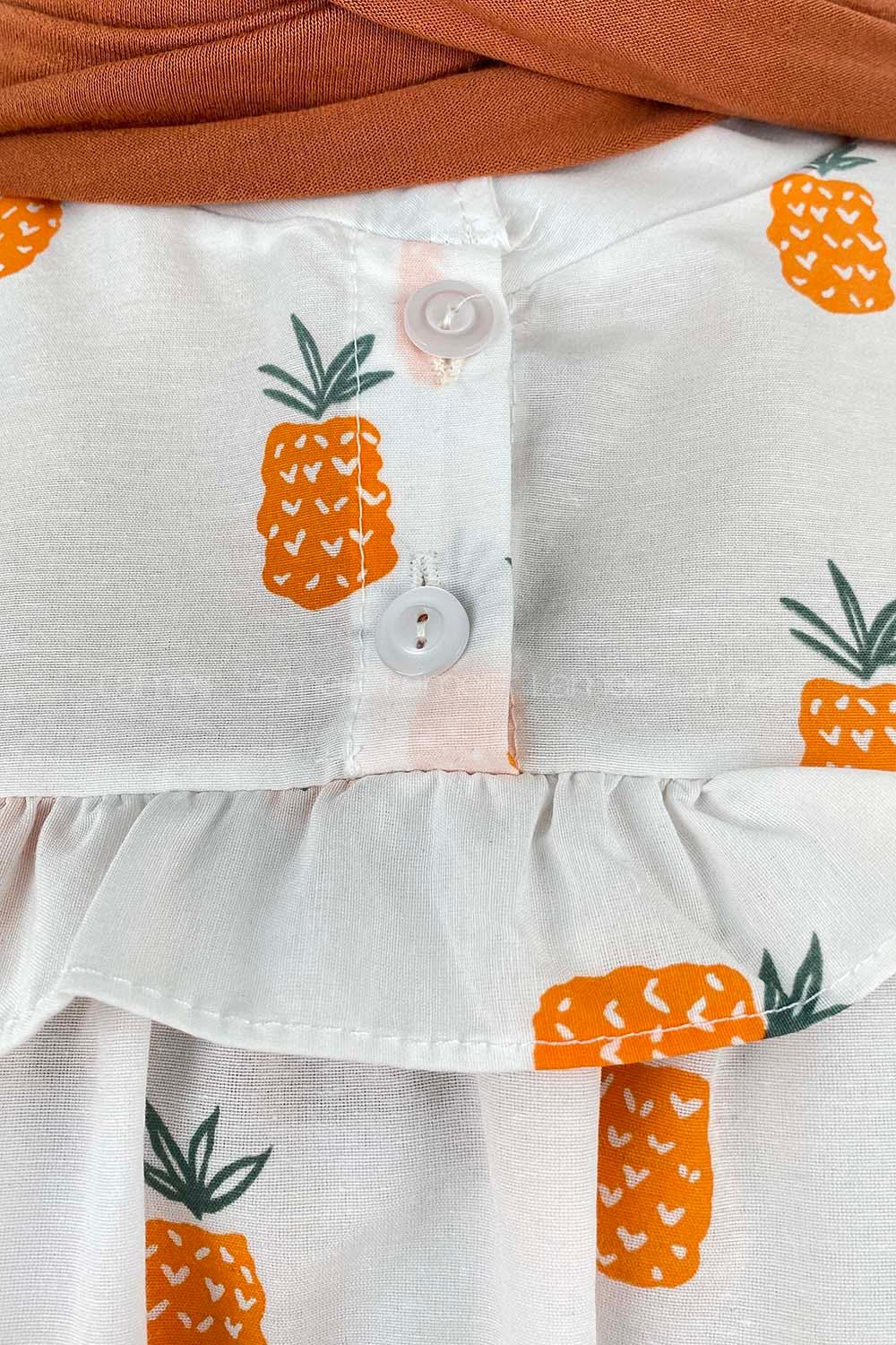 Orange Mandarin Collar Cotton Printed Tunic