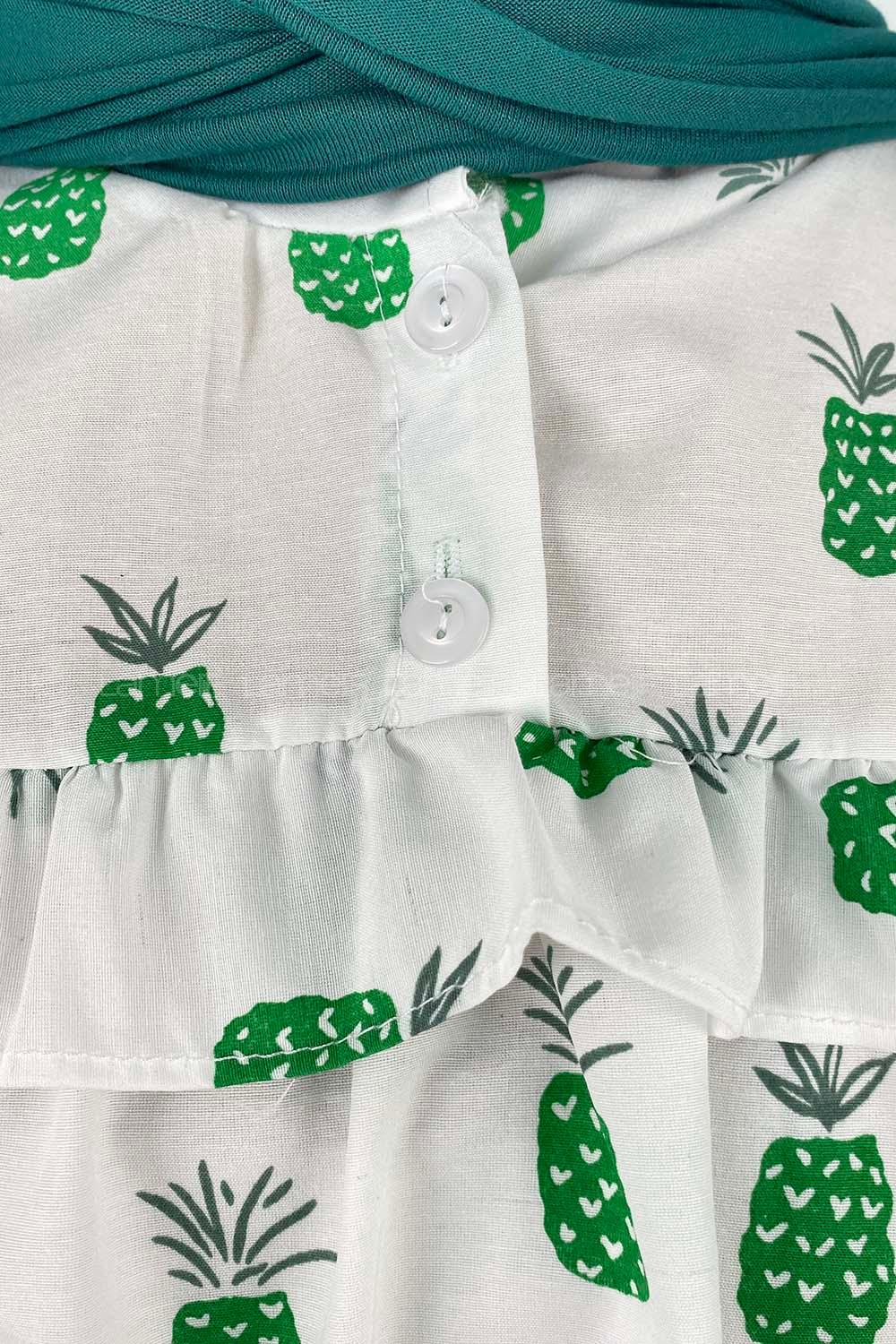 Green Mandarin Collar Cotton Printed Tunic