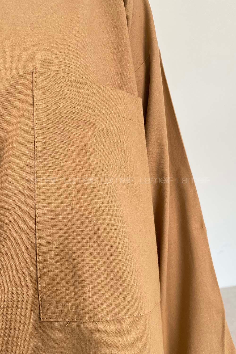 Camel Shirt Collar Long Arm Cotton Unprinted Shirt