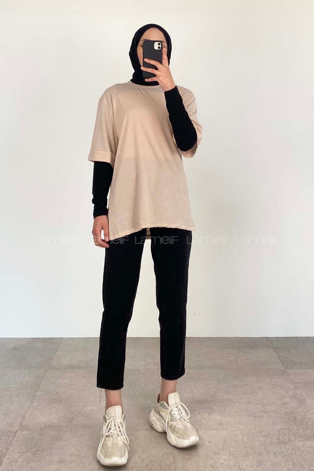 Stone Crew Neck Half Arm Arm Cotton Fabric Unprinted T-shirt