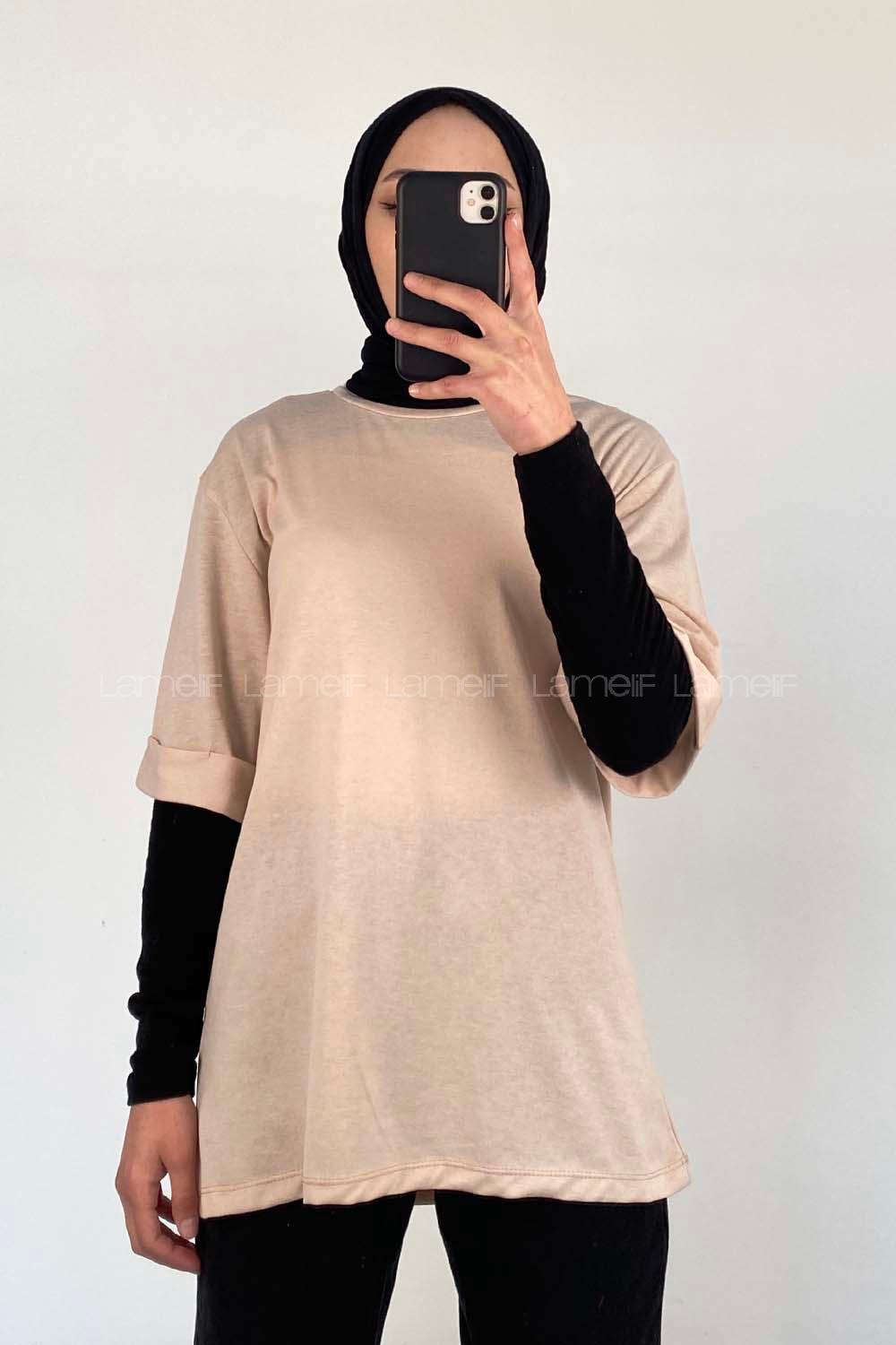 Stone Crew Neck Half Arm Arm Cotton Fabric Unprinted T-shirt