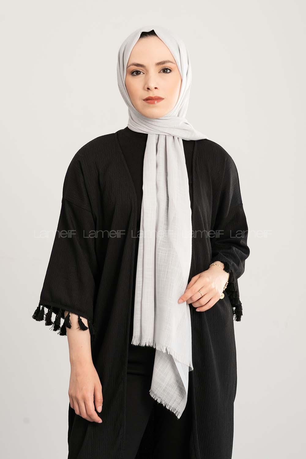 Ice Blue Cotton Fabric Straight Shawl