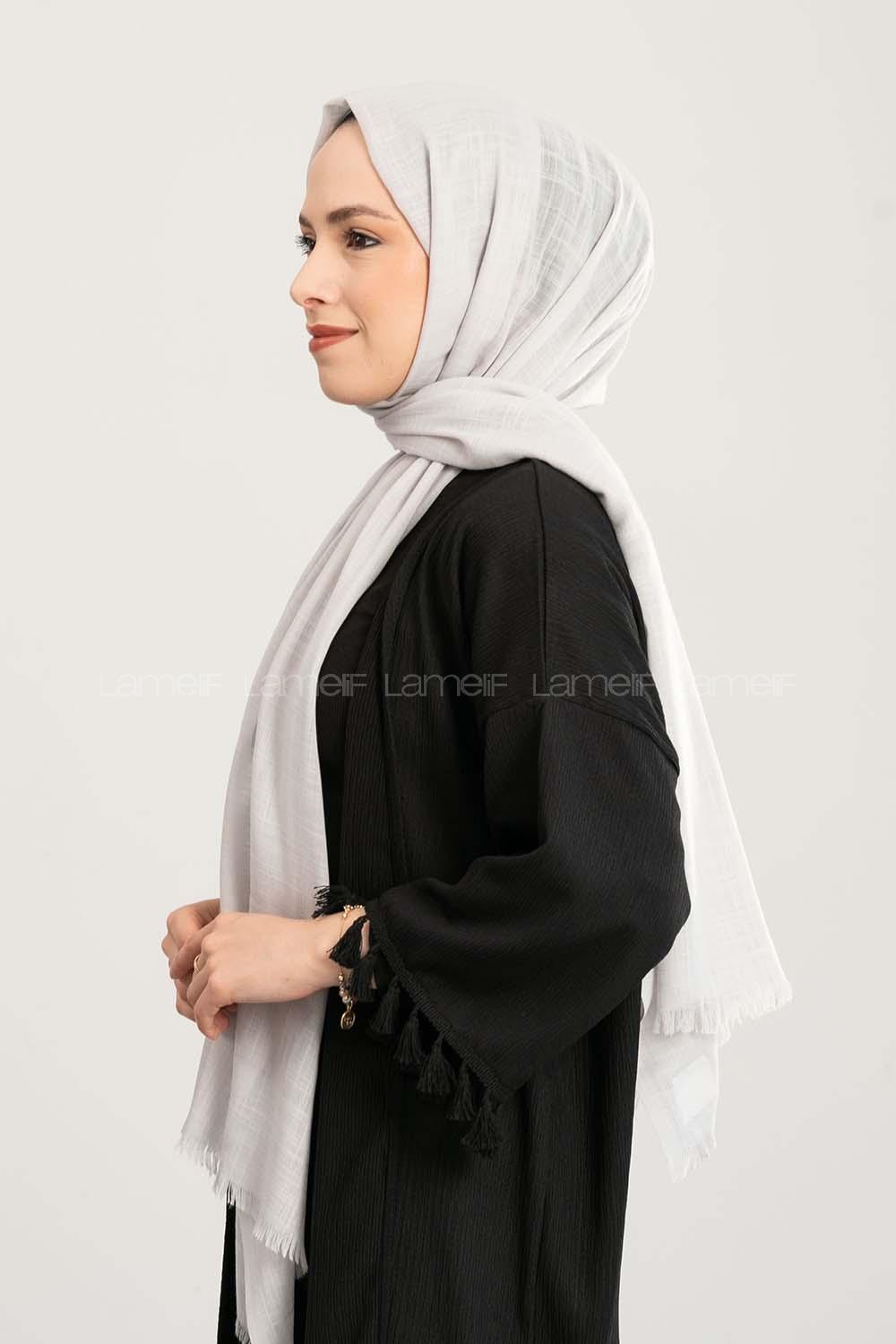 Ice Blue Cotton Fabric Straight Shawl