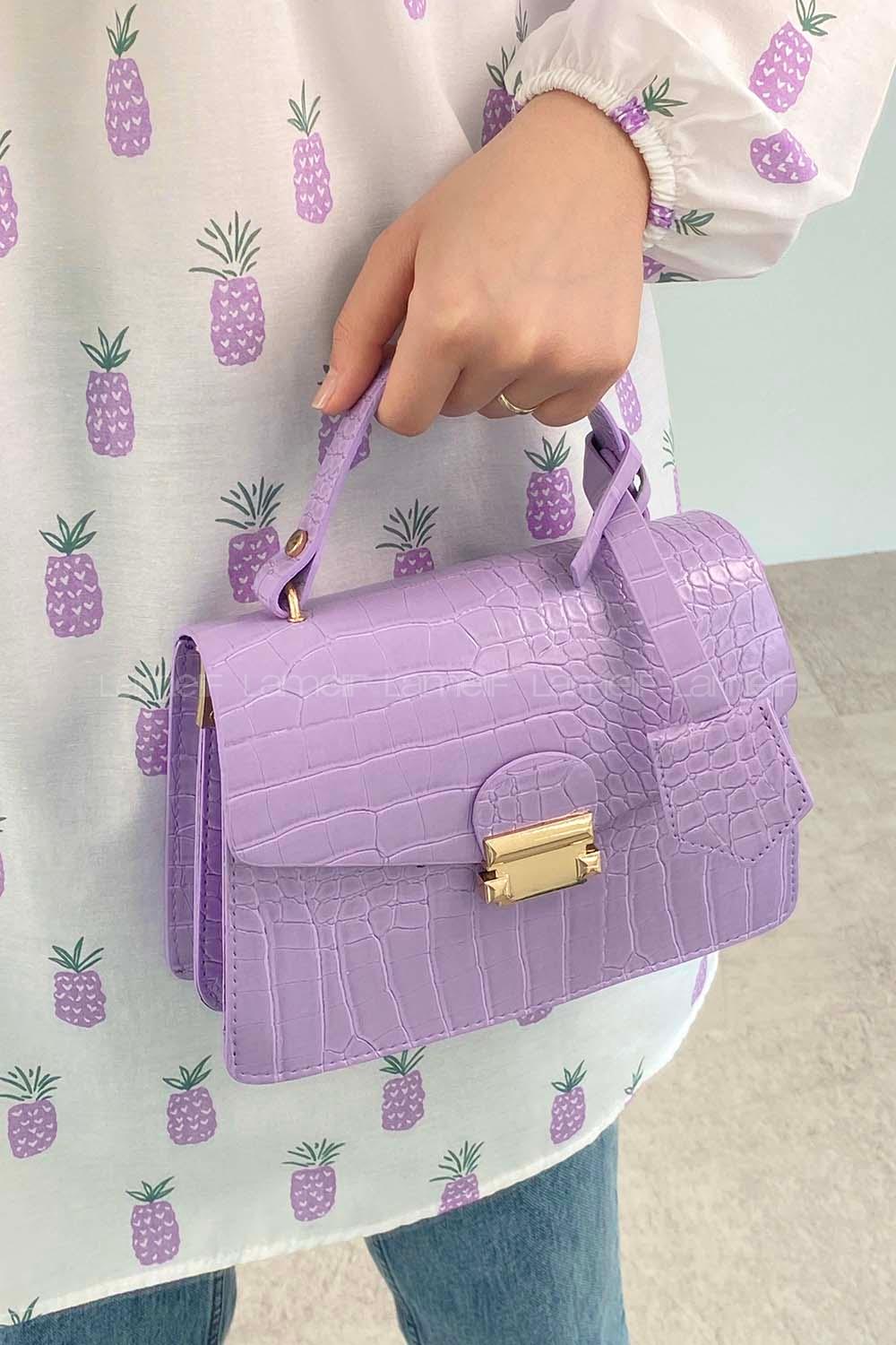 Lilac Buckle Skin Hand Bag Bag