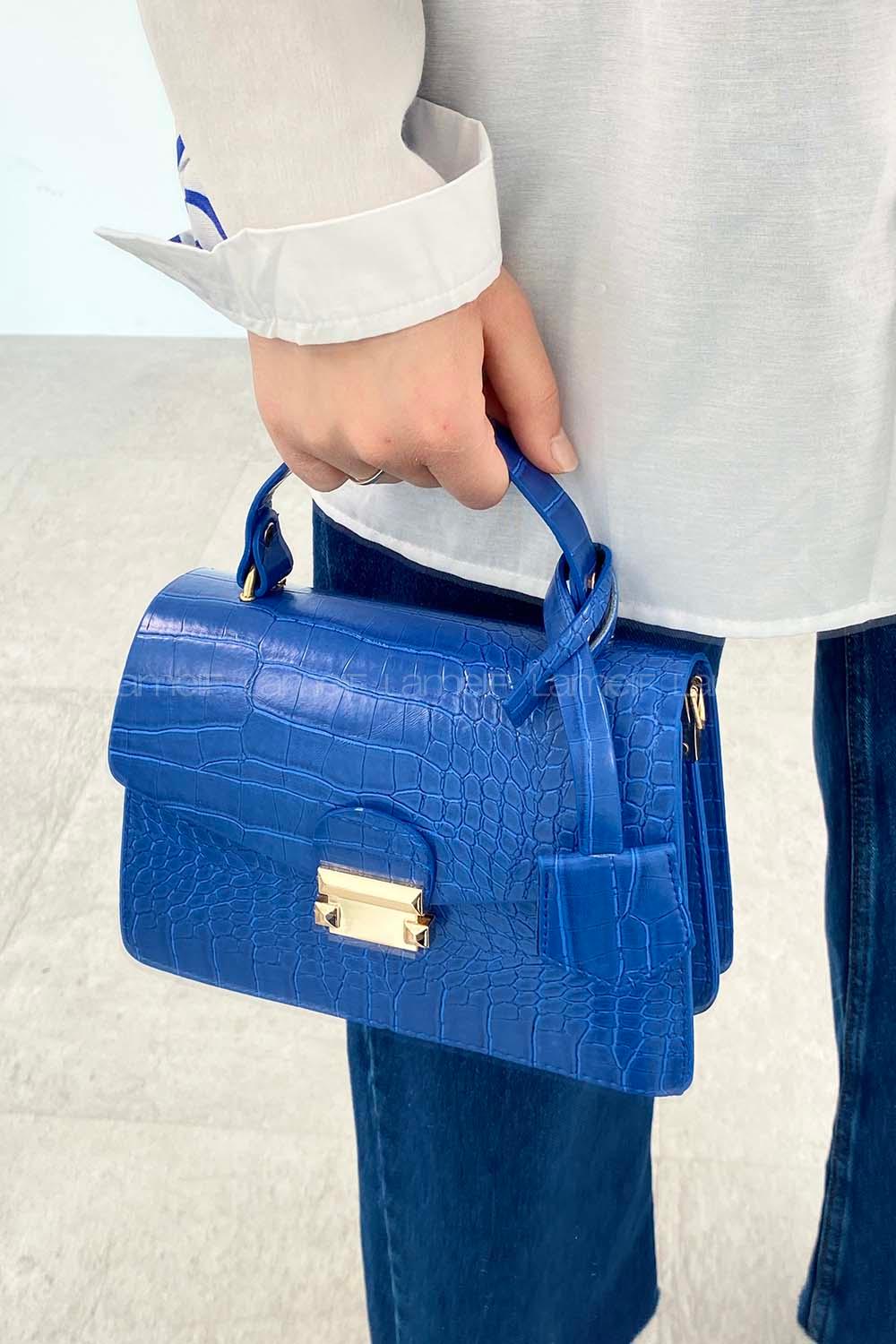 Blue Buckle Skin Hand Bag Bag