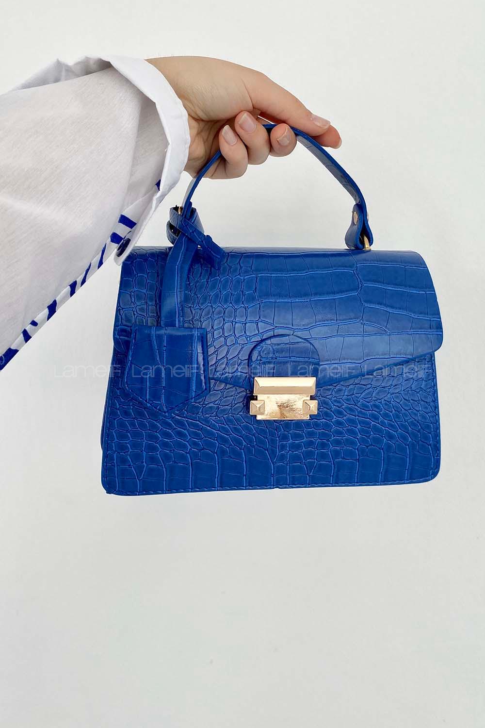 Blue Buckle Skin Hand Bag Bag