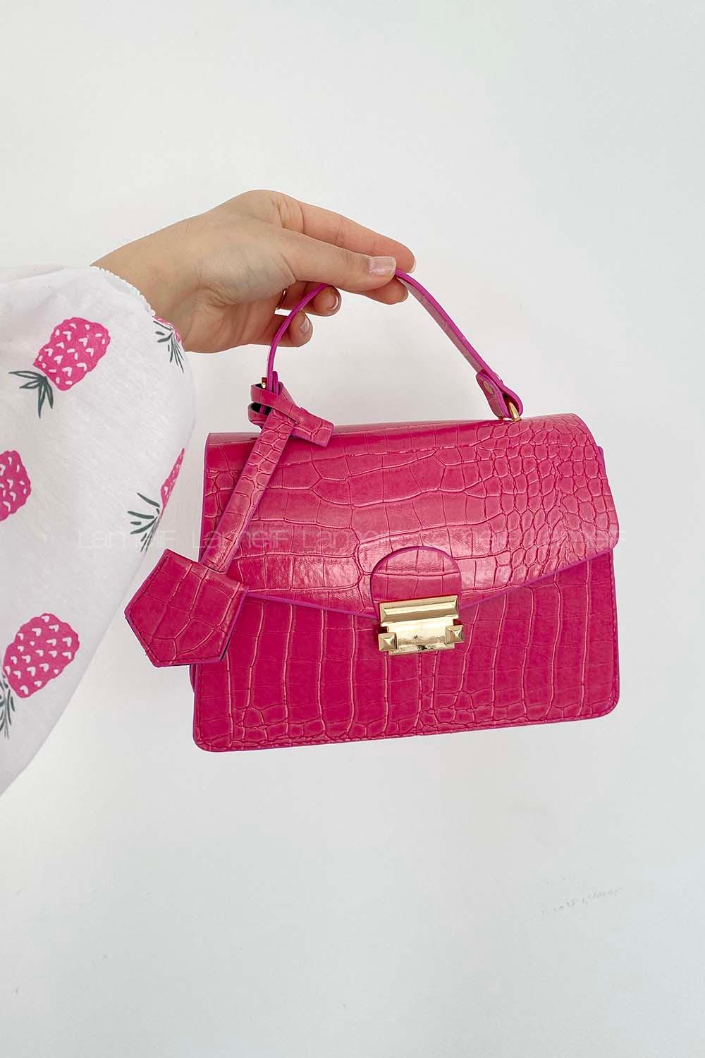 Pink Buckle Skin Hand Bag Bag