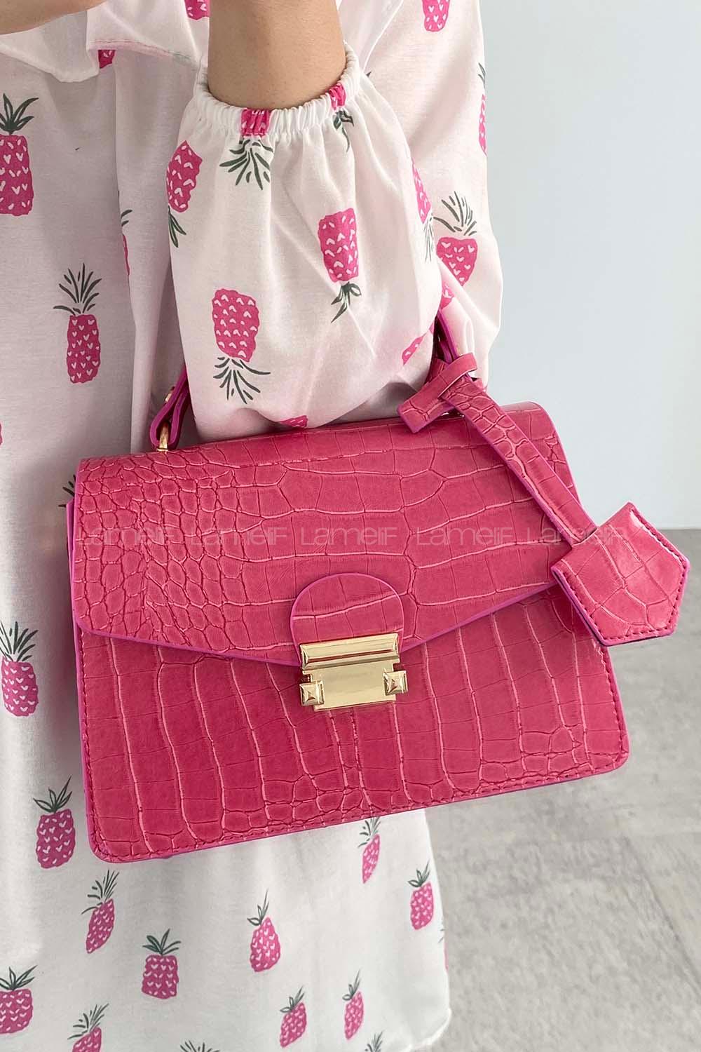 Pink Buckle Skin Hand Bag Bag