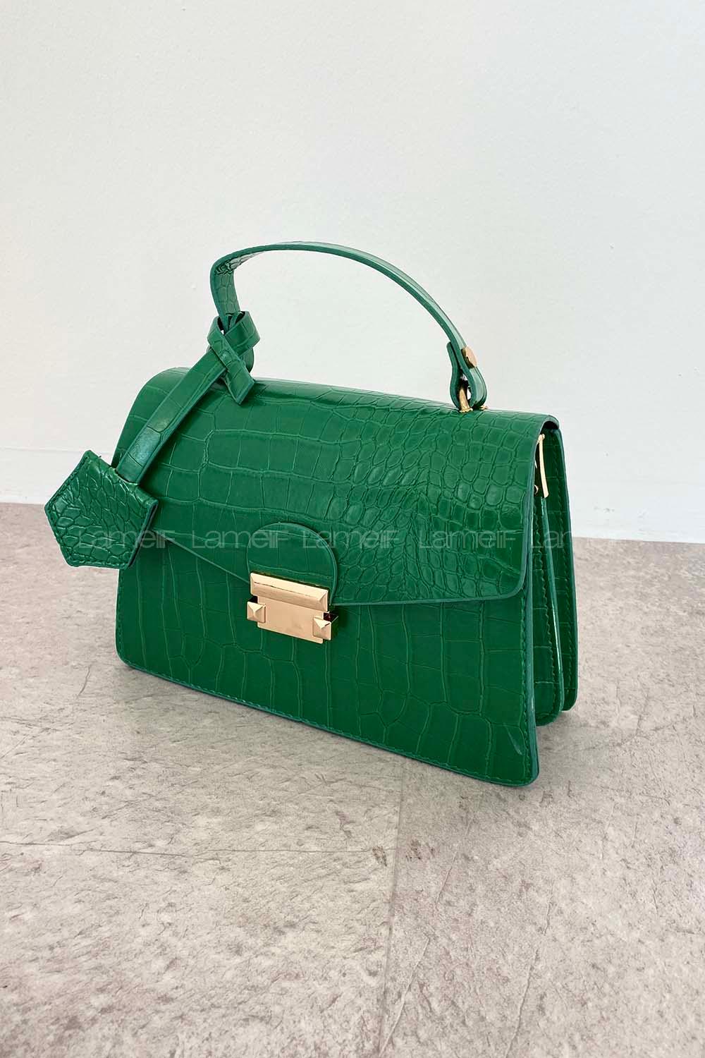 Green Buckle Skin Hand Bag Bag