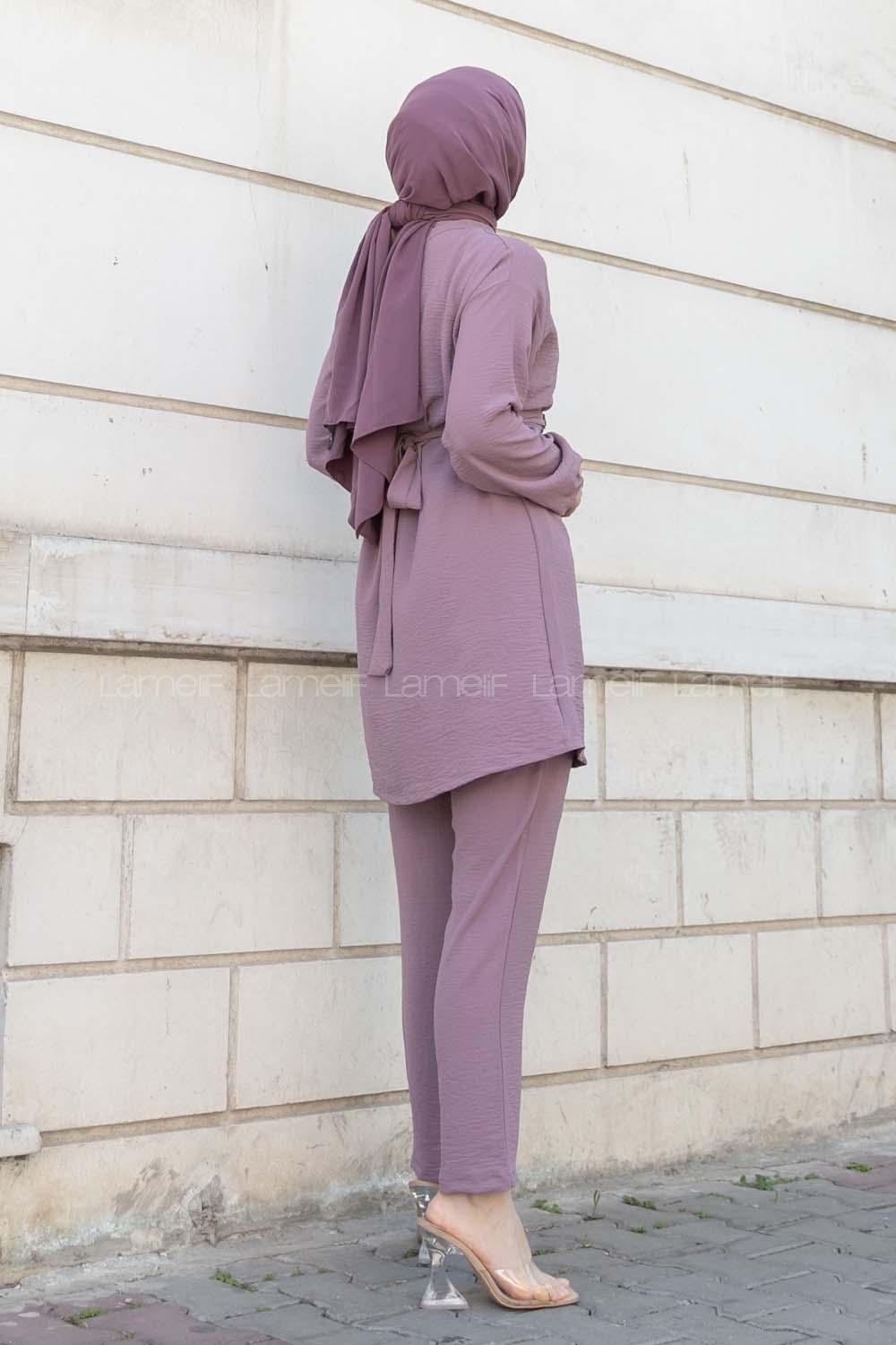 Plato Crew Neck Long Arm Beaded Ayrobin Trousers Comfortable Suit