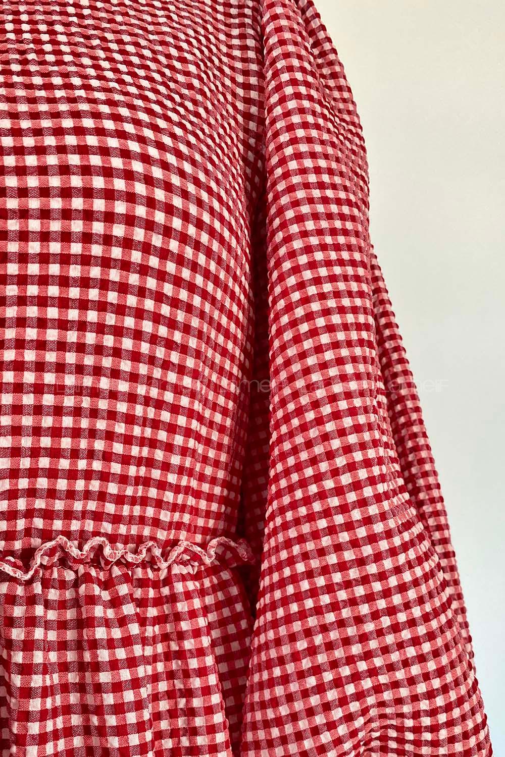 Red Crew Neck Acrylic Unprinted Dresess