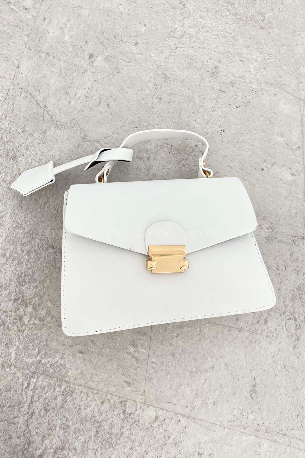 White Buckle Skin Hand Bag Bag