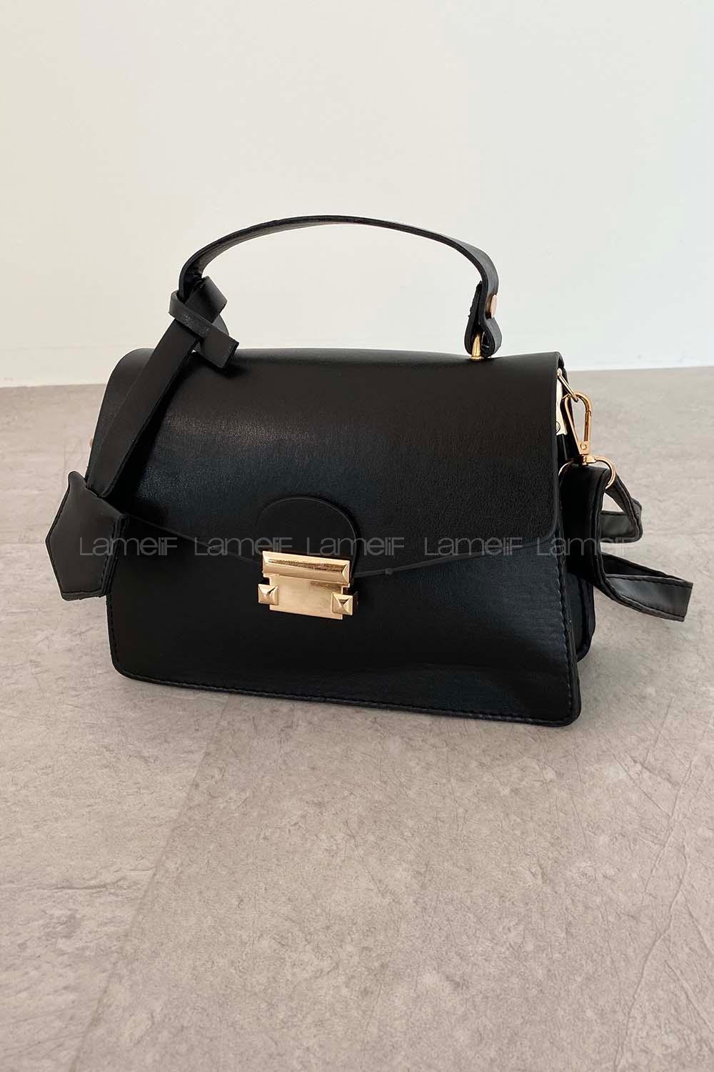 Black Buckle Skin Hand Bag Bag