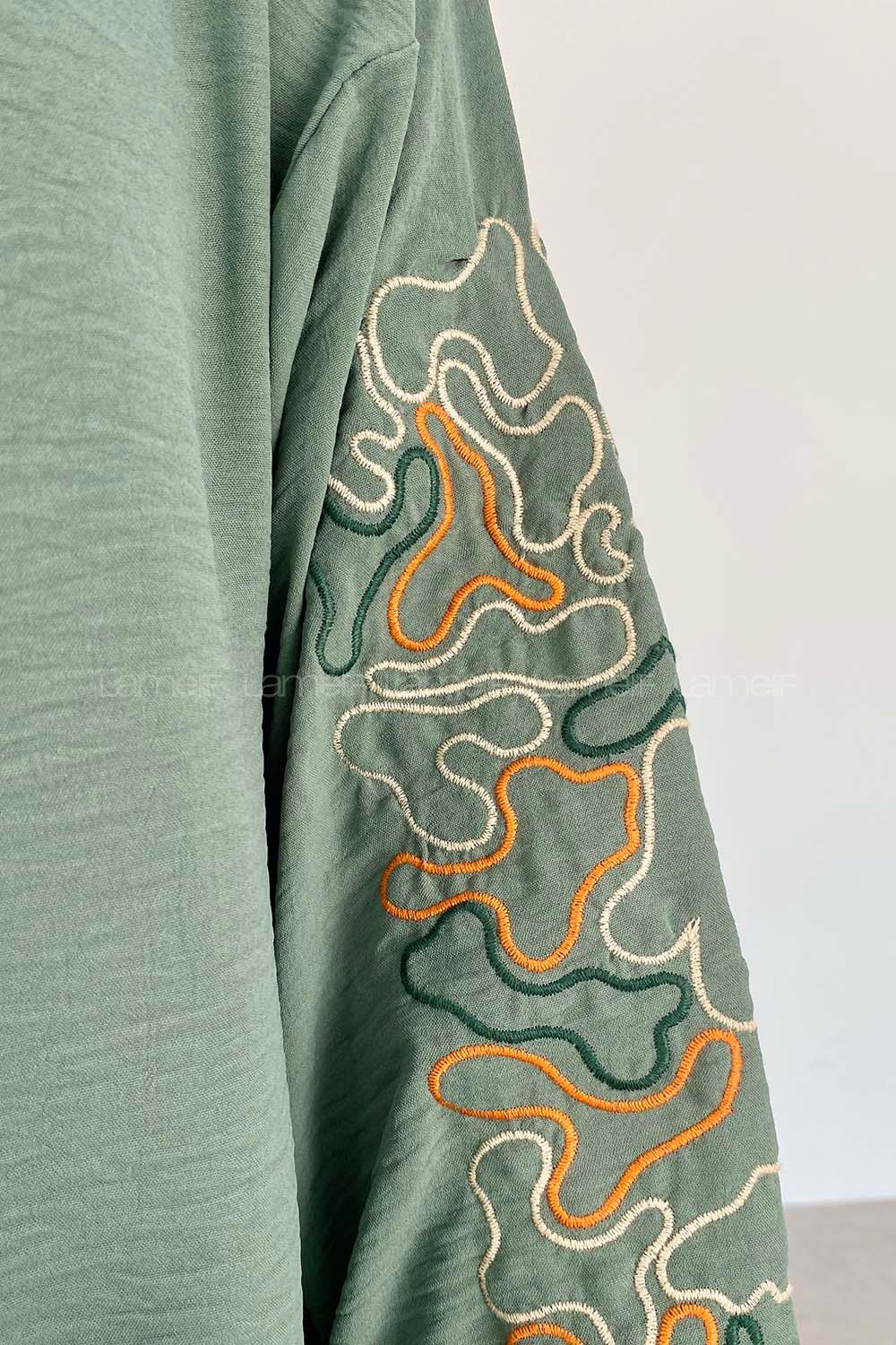 Mint Green Crew Neck Long Arm Without Accessories Ayrobin Trousers Comfortable Suit