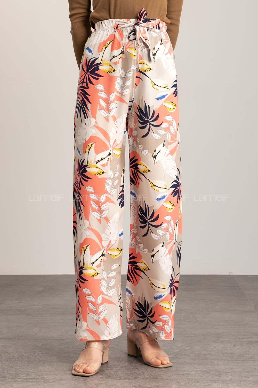 Salmon Cotton High Waist Comfortable Pants