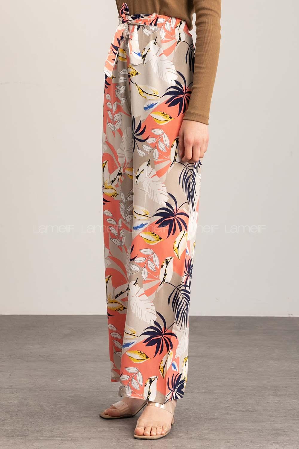 Salmon Cotton High Waist Comfortable Pants