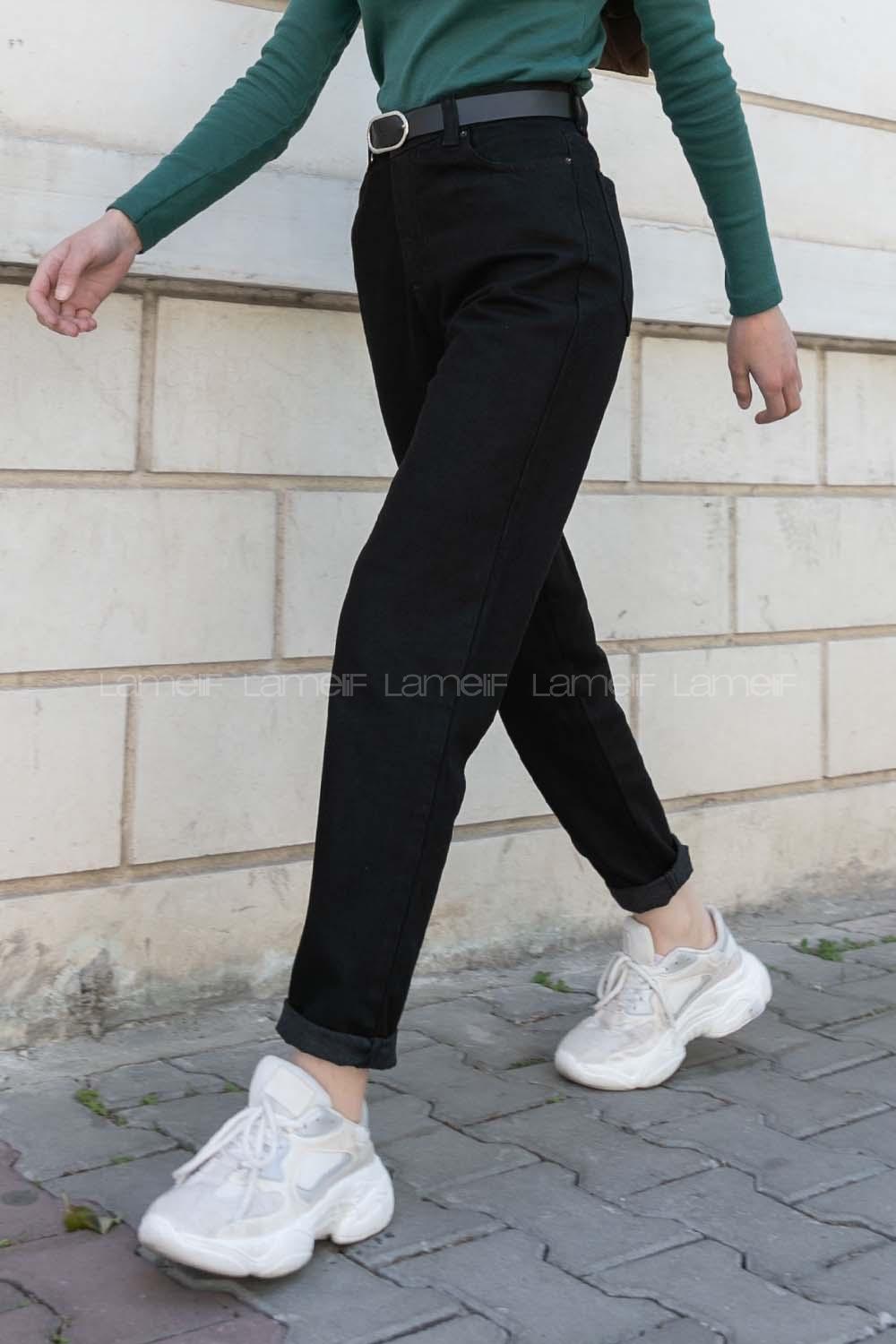 Black Denim High Waist 5 Pockets Pants