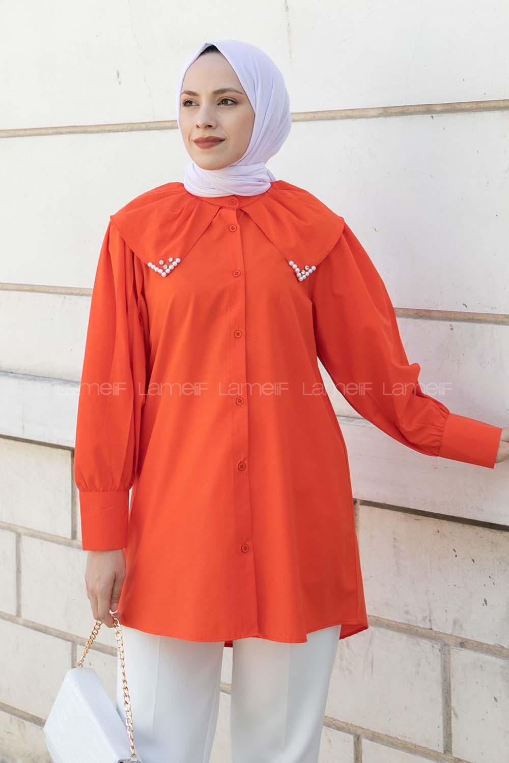 Orange Shirt Collar Shirt