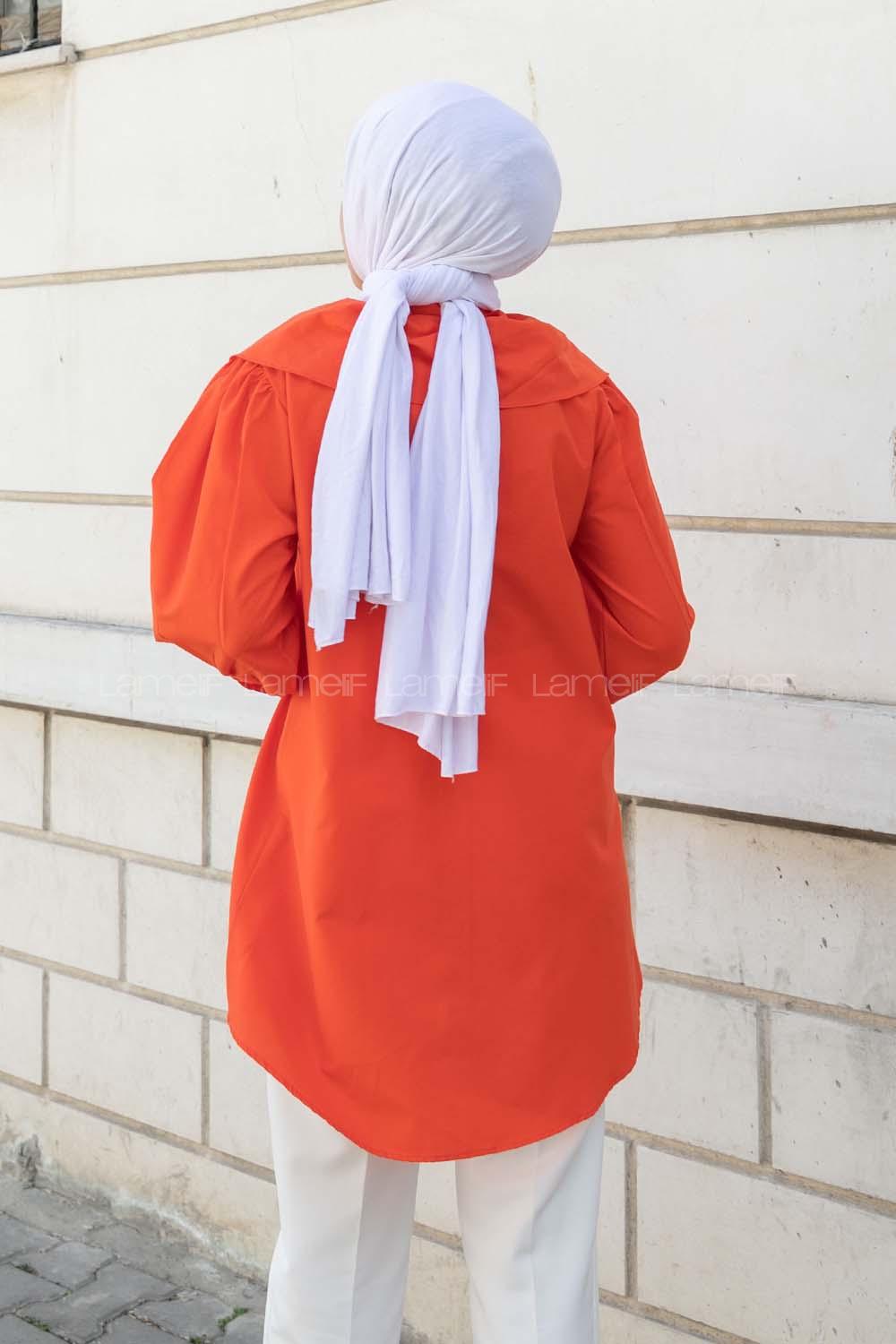 Orange Shirt Collar Shirt