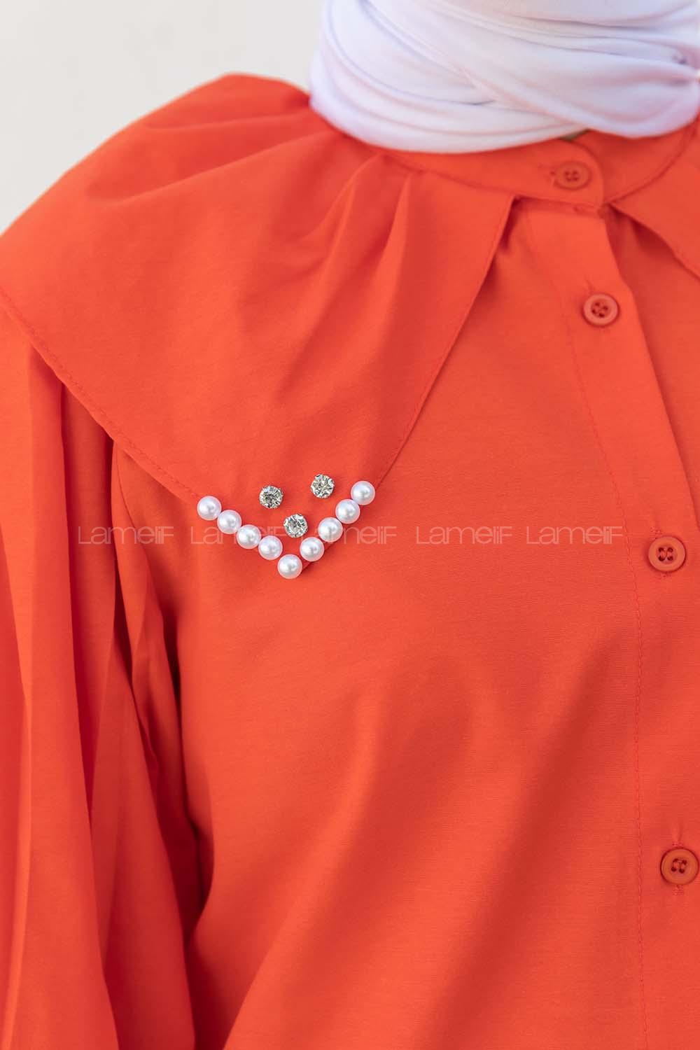 Orange Shirt Collar Shirt