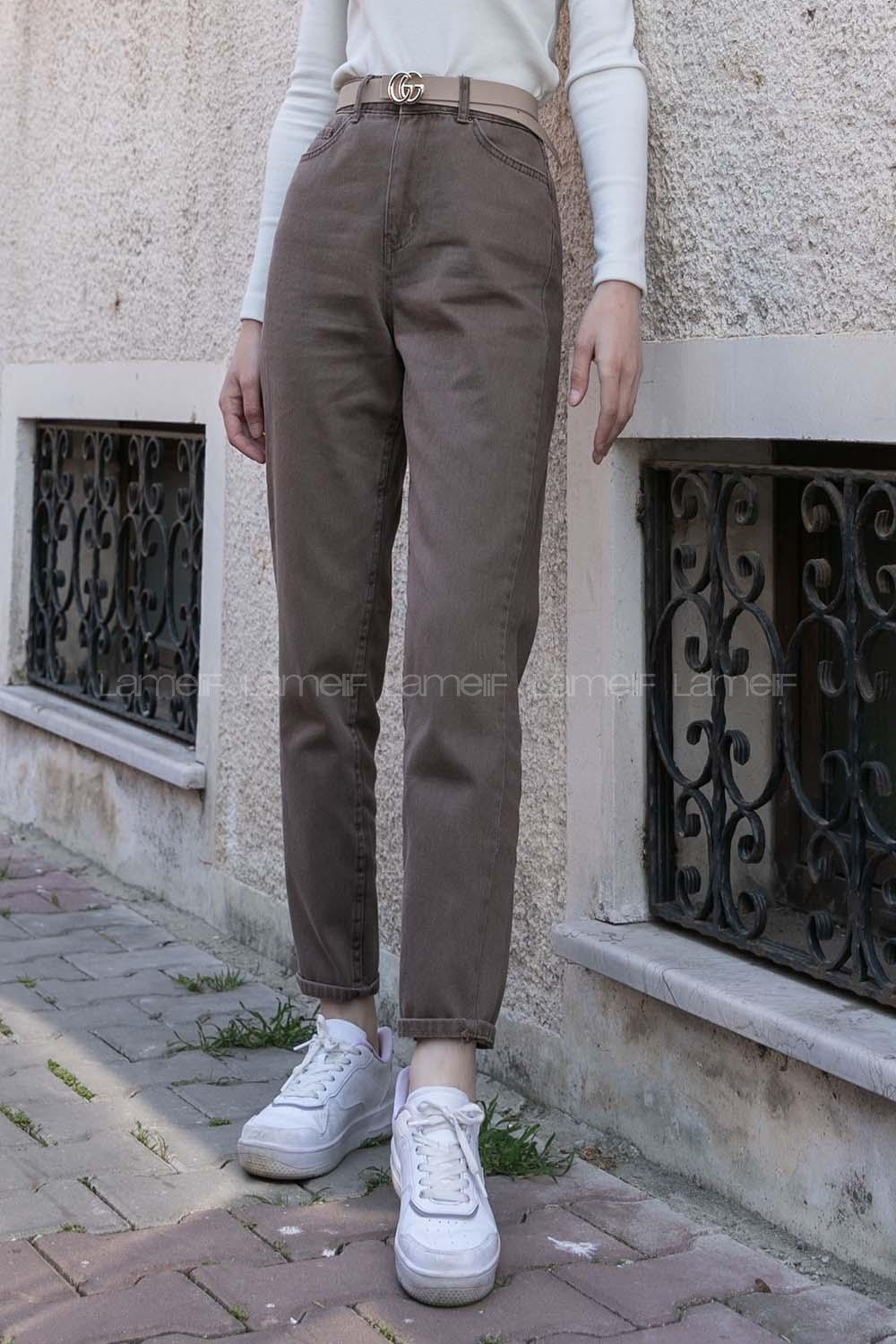 Modalamelif Yüksel Bel Dar Paça Jean Pantolon Kahverengi