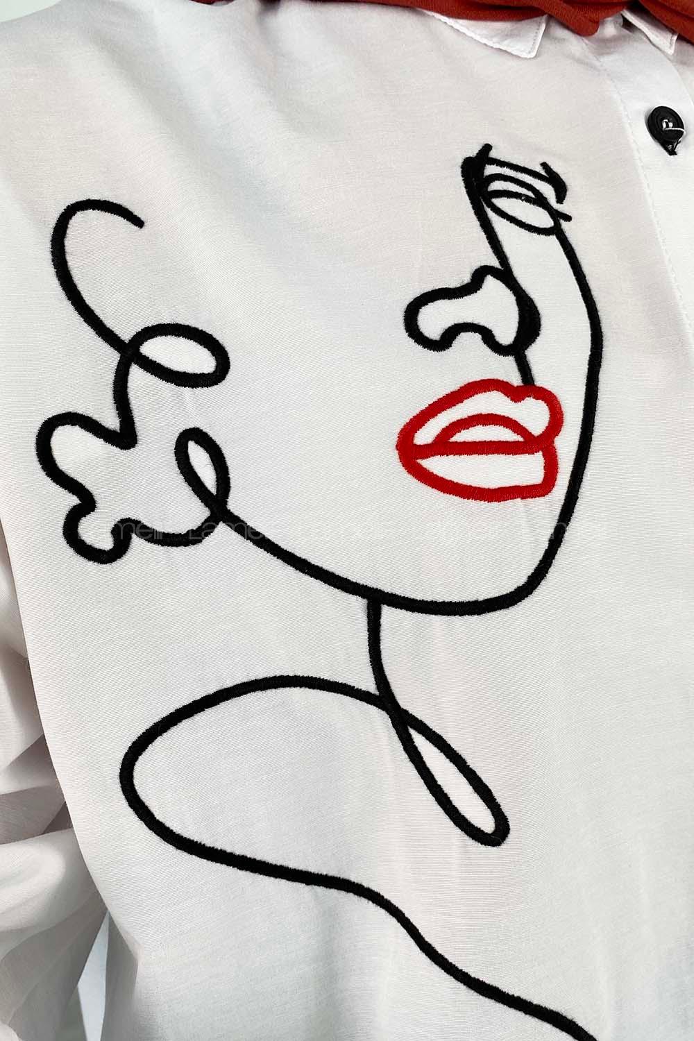 Red Shirt Collar Long Arm Cotton Fabric Unprinted Shirt