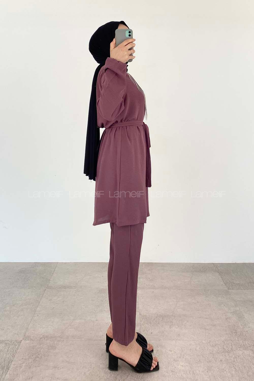 Plato Crew Neck Long Arm Beaded Ayrobin Trousers Comfortable Suit