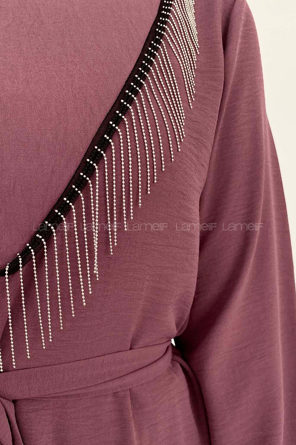 Plato Crew Neck Long Arm Beaded Ayrobin Trousers Comfortable Suit