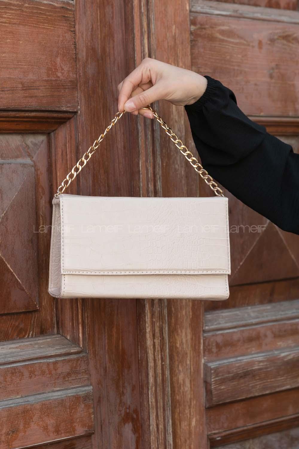 Cream Buckle Skin Hand Bag Bag