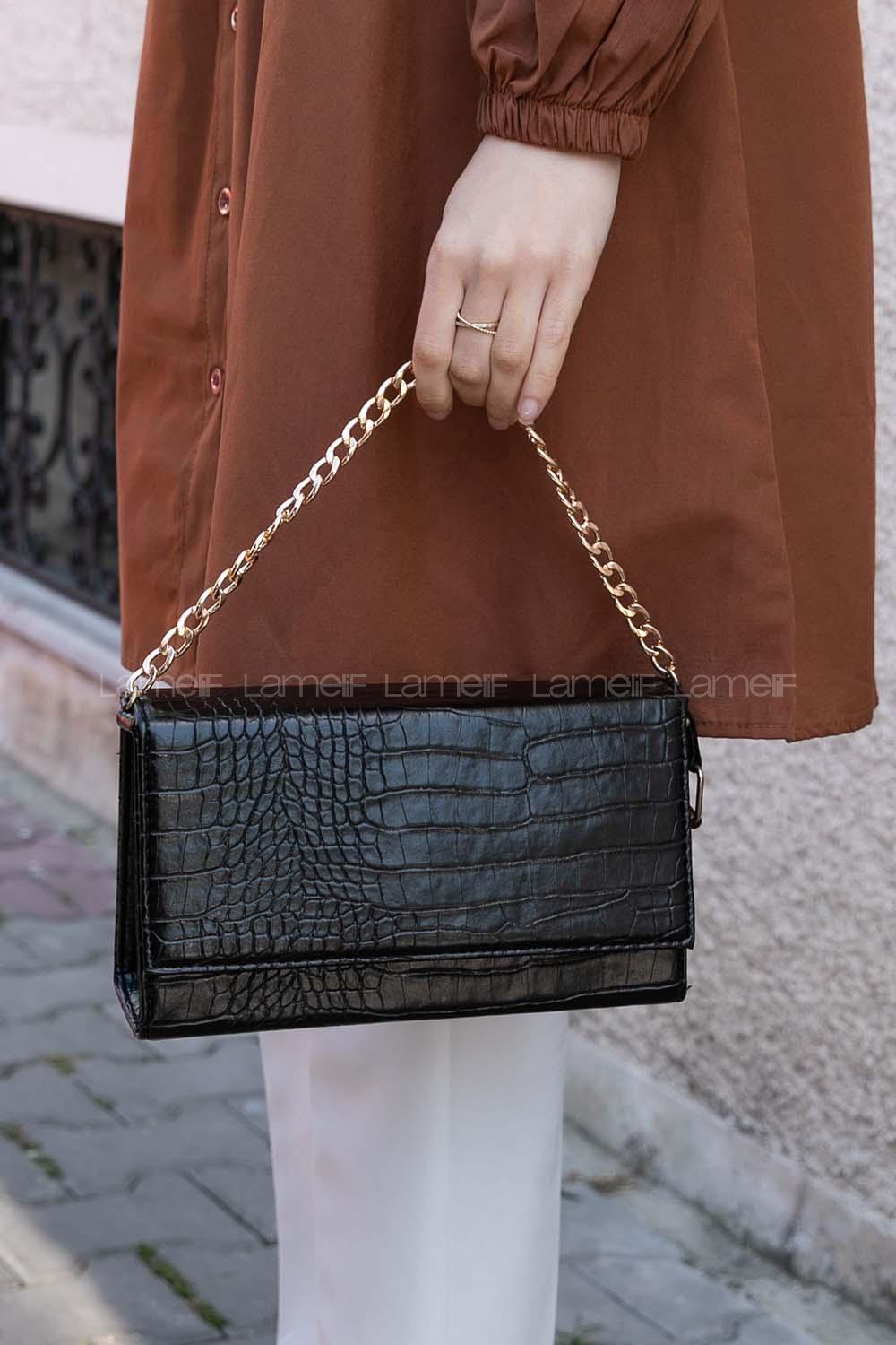 Black Buckle Skin Hand Bag Bag